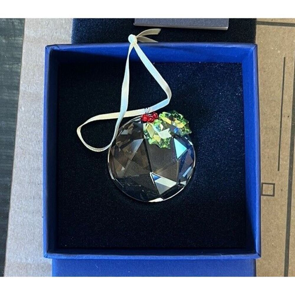 New In Box Swarovski Holly Window Christmas Ornament